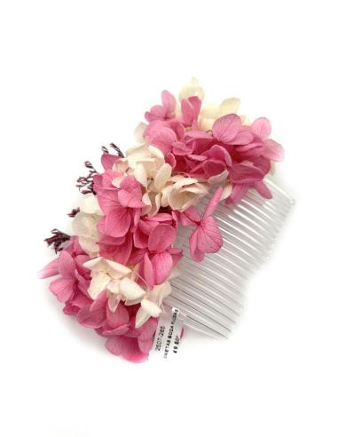 PEINETAS BODA FUCSIAS Y BEIGE CON FLORES SECAS | TOCADOS MUJER