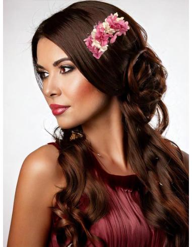 PEINETAS BODA FUCSIAS Y BEIGE CON FLORES SECAS | TOCADOS MUJER