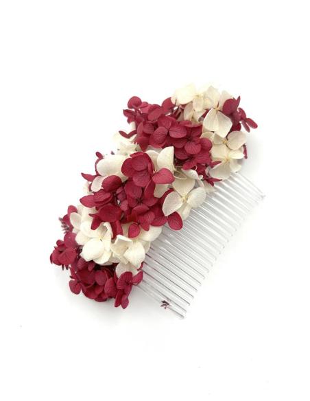 PEINETAS BODA GRANATES Y BEIGE CON FLORES SECAS | TOCADOS MUJER