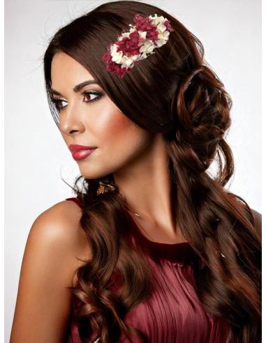 PEINETAS BODA GRANATES Y BEIGE CON FLORES SECAS | TOCADOS MUJER