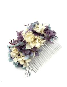 PEINETAS BODA MORADAS Y AZULES CON FLORES SECAS | TOCADOS MUJER