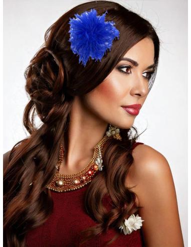 BROCHES BODA AZULONES DE PLUMAS PARA ROPA Y PELO | ACCESORIOS MUJER