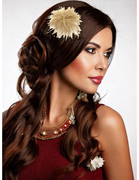 BROCHES BODA DORADOS DE PLUMAS PARA ROPA Y PELO | ACCESORIOS MUJER