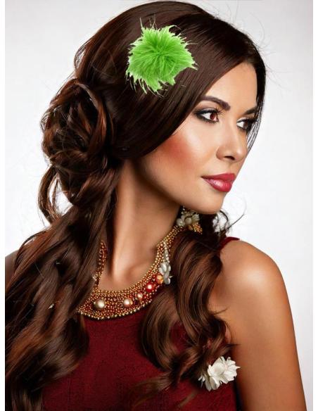 BROCHES BODA VERDES DE PLUMAS PARA PELO Y PRENDAS | ACCESORIOS BODA