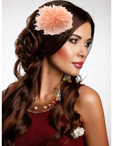BROCHES CORAL CLARO DE PLUMAS PARA ROPA Y PELO | ACCESORIOS MUJER