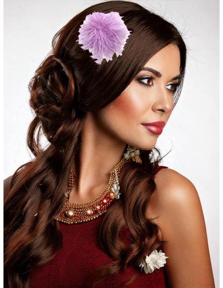 BROCHES BODA LILAS DE PLUMAS PARA ROPA Y PELO | ACCESORIOS MUJER