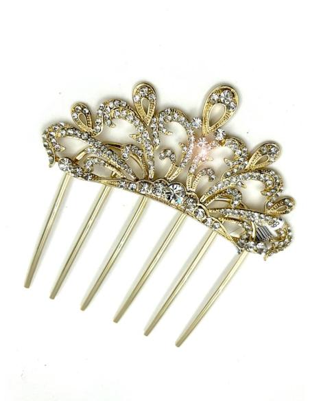 PEINETAS DORADAS PARA BODAS CON PEDRERIA VINTAGE | TOCADOS MUJER