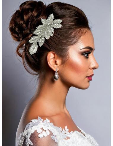 PEINETAS PLATEADAS DE BODA FLOR PEDRERIA BRILLO | ACCESORIOS MUJER