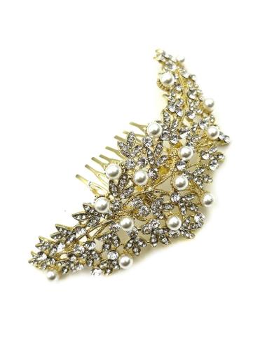 PEINETAS DORADAS PARA BODAS CON PEDRERIA Y PERLAS | TOCADOS MUJER