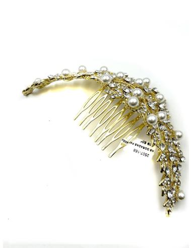 PEINETAS DORADAS PARA BODAS CON PEDRERIA Y PERLAS | TOCADOS MUJER