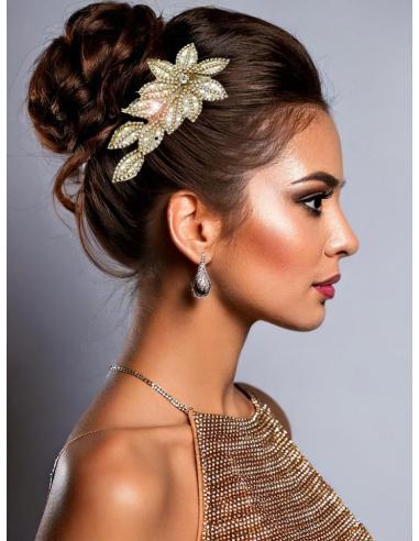 PEINETAS DORADAS DE BODA FLOR PEDRERIA BRILLO | ACCESORIOS MUJER
