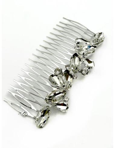 PEINETAS PARA BODAS PLATEADAS DE PEDRERIA CRISTAL | ACCESORIOS MUJER