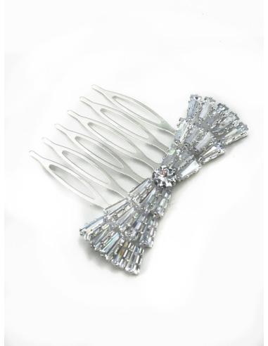 PEINETAS BODA PLATEADAS PEQUEÑAS LACITO CRISTAL | ACCESORIOS PELO