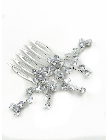 PEINETAS PARA BODAS PLATEADAS CON CRISTAL BRILLO | ACCESORIOS NOVIAS