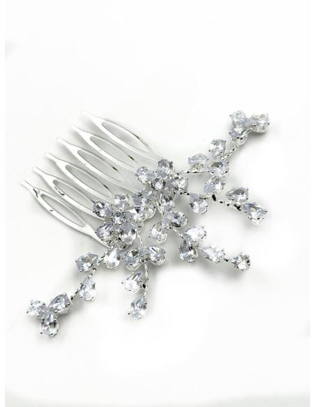 PEINETAS PARA BODAS PLATEADAS CON CRISTAL BRILLO | ACCESORIOS NOVIAS