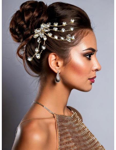 PEINETAS PARA BODAS DORADAS CON CRISTAL BRILLO | ACCESORIOS NOVIAS