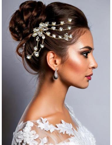 PEINETAS PARA BODAS DORADAS CON CRISTAL BRILLO | ACCESORIOS NOVIAS