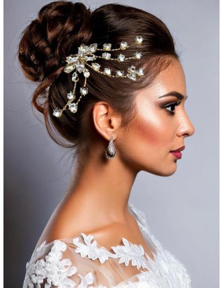 PEINETAS PARA BODAS DORADAS CON CRISTAL BRILLO | ACCESORIOS NOVIAS