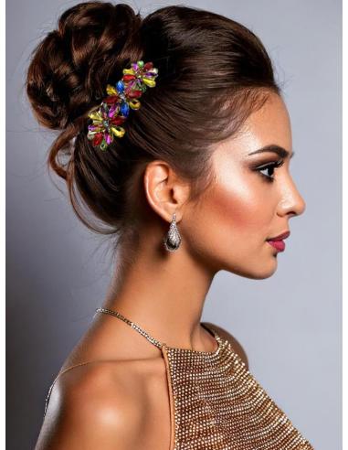 PEINETAS DE FIESTA CON PEDRERIA BRILLO MULTICOLOR | ACCESORIOS BODA