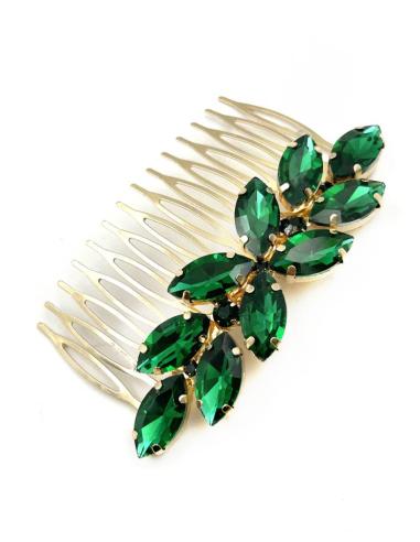 PEINETAS VERDES PARA BODAS CON PEDRERIA CRISTAL | ACCESORIOS PELO