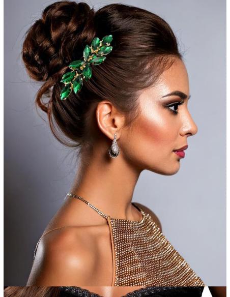 PEINETAS VERDES PARA BODAS CON PEDRERIA CRISTAL | ACCESORIOS PELO