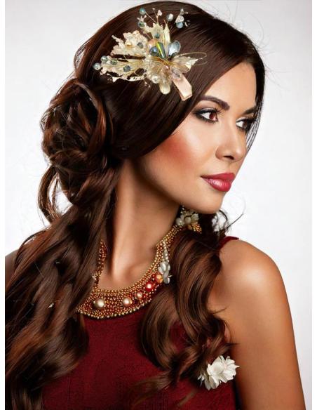 PINZAS ROSAS NUDE CON PEDRERIA TOCADOS PEQUEÑOS | ACCESORIOS BODA