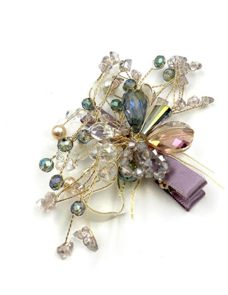 PINZAS LILAS CON PEDRERIA TOCADOS PEQUEÑOS | ACCESORIOS BODA
