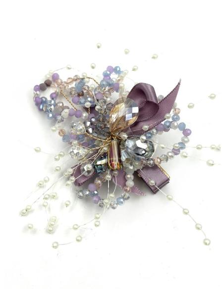 PINZAS DE PELO LILAS CON PEDRERIA FIESTA Y BODA | ACCESORIOS MUJER
