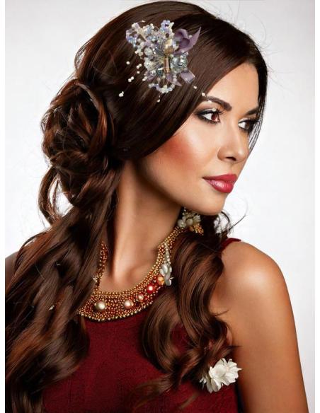 PINZAS DE PELO LILAS CON PEDRERIA FIESTA Y BODA | ACCESORIOS MUJER