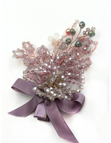 TOCADOS BODA PEQUEÑOS LILAS CON PINZA Y PEDRERIA | ACCESORIOS PELO
