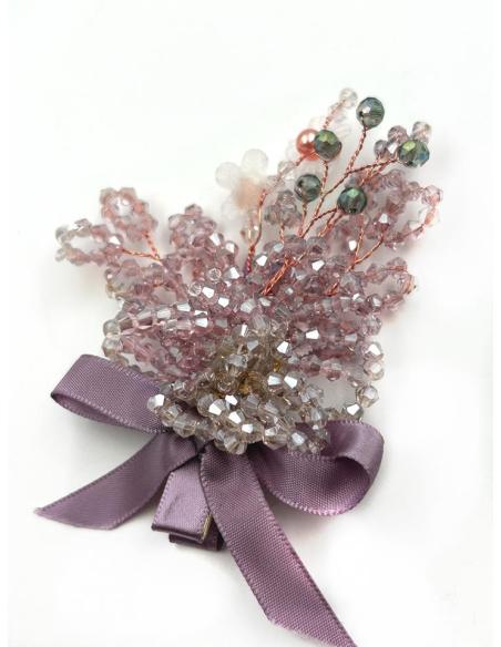 TOCADOS BODA PEQUEÑOS LILAS CON PINZA Y PEDRERIA | ACCESORIOS PELO
