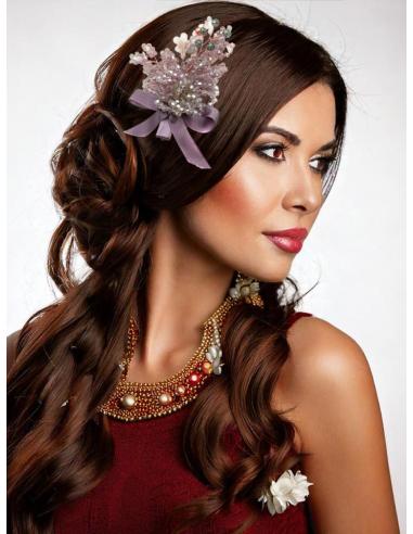 TOCADOS BODA PEQUEÑOS LILAS CON PINZA Y PEDRERIA | ACCESORIOS PELO
