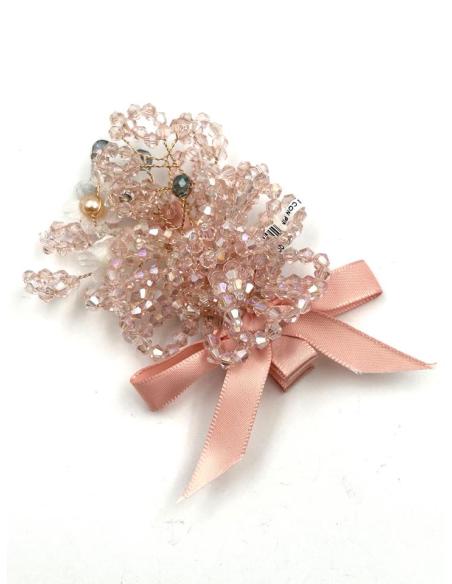 TOCADOS BODA PEQUEÑOS ROSAS CON PINZA Y PEDRERIA | ACCESORIOS PELO
