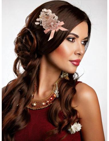 TOCADOS BODA PEQUEÑOS ROSAS CON PINZA Y PEDRERIA | ACCESORIOS PELO