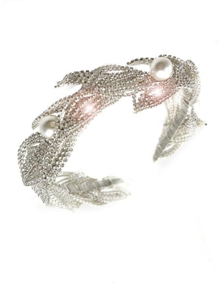 DIADEMAS BODA PLATEADAS PEDRERIA CRISTAL Y PERLAS | ACCESORIOS NOVIAS