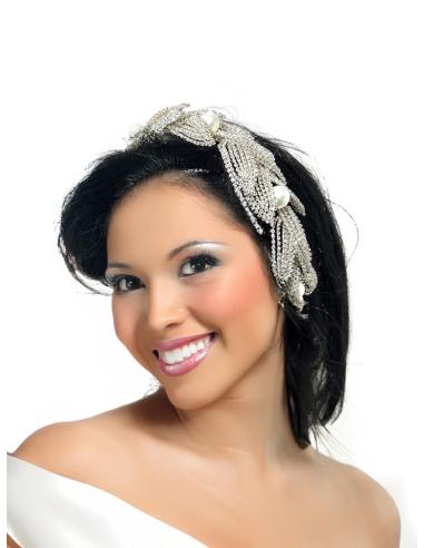 DIADEMAS BODA PLATEADAS PEDRERIA CRISTAL Y PERLAS | ACCESORIOS NOVIAS