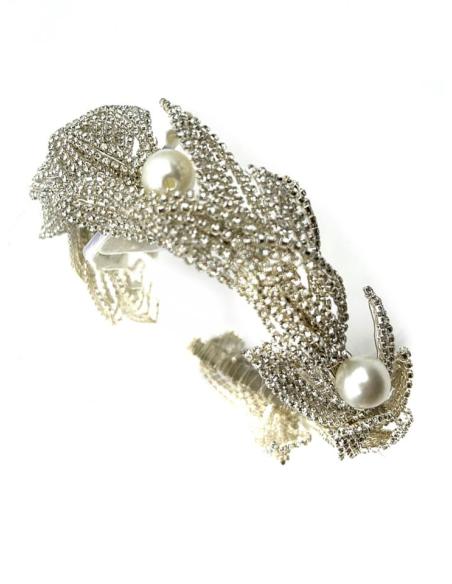 DIADEMAS BODA PLATEADAS PEDRERIA CRISTAL Y PERLAS | ACCESORIOS NOVIAS