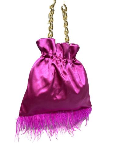BOLSOS FUCSIAS BUGAMBILIAS LIMOSNERA SEDA Y PLUMAS | BOLSOS INVITADA Y FIESTA