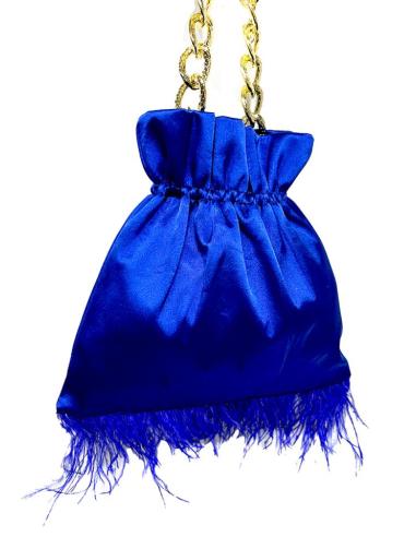 BOLSOS BODA AZULONES LIMOSNERAS SEDA CON PLUMAS | BOLSOS INVITADA Y FIESTA