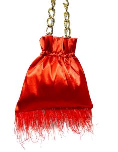 BOLSOS BODA ROJOS LIMOSNERAS SEDA CON PLUMAS | BOLSOS INVITADA Y FIESTA