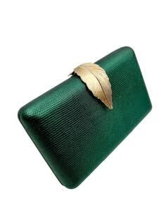 BOLSOS BODA VERDE BOTELLA METALIZADO Y CIERRE HOJA | BOLSOS DE FIESTA