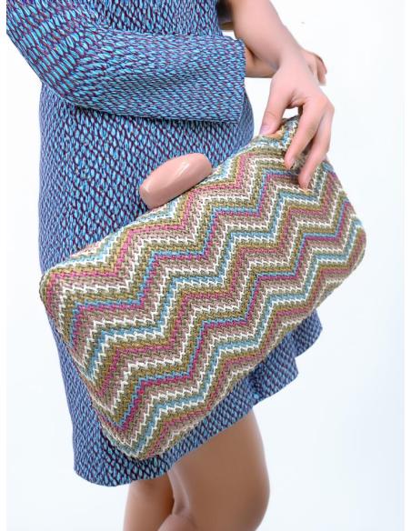 BOLSOS BODA ROSAS Y AZULES CLUTCH ESTILO RAFIA | BOLSOS INVITADA