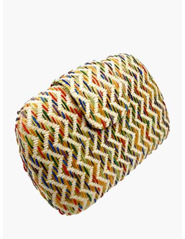 BOLSOS BODA BEIGE Y MULTICOLOR CLUTCH ESTILO RAFIA | BOLSOS INVITADA