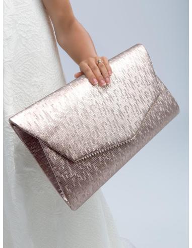 BOLSOS INVITADA BODAS ORO ROSA CARTERA METALIZADA | BOLSOS DE FIESTA
