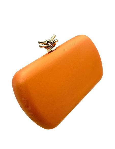 BOLSOS NARANJAS CLUTCH INVITADA BODAS CIERRE NUDO | BOLSOS DE FIESTA