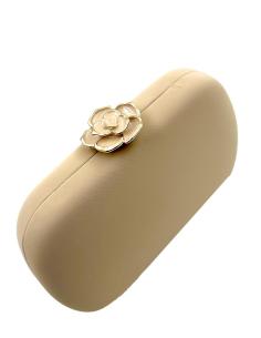 BOLSOS MARRON CLARO TEXTIL MATE CON CIERRE FLOR | BOLSOS DE FIESTA