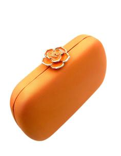 BOLSOS NARANJAS CLUTCH TEXTIL MATE CON CIERRE FLOR | BOLSOS DE FIESTA