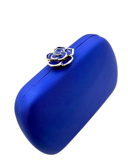 BOLSOS AZULONES CLUTCH TEXTIL MATE CON CIERRE FLOR | BOLSOS DE FIESTA