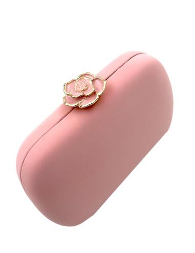 BOLSOS ROSAS CLUTCH TEXTIL MATE CON CIERRE FLOR | BOLSOS DE FIESTA