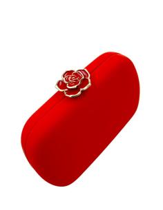 BOLSOS ROJOS CLUTCH TEXTIL MATE CON CIERRE FLOR | BOLSOS DE FIESTA